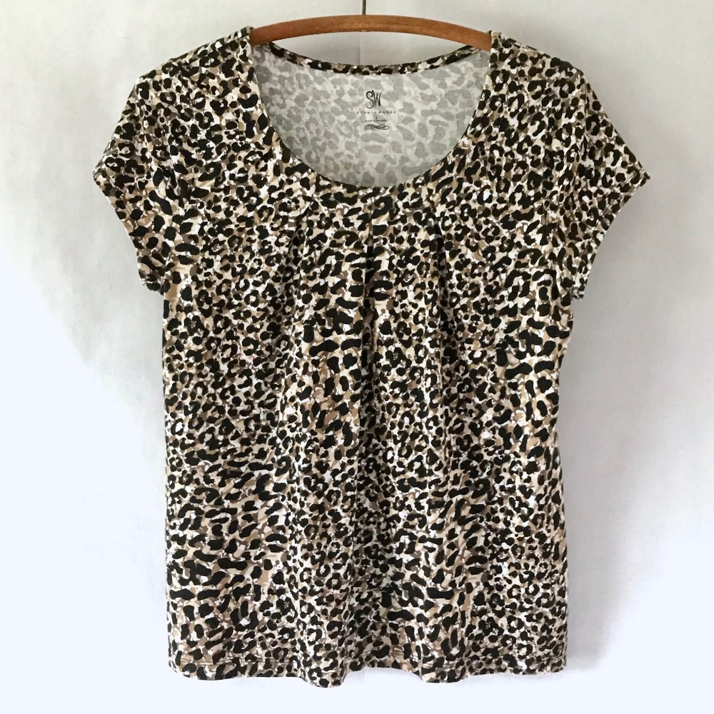 3/$15 Studio Works Leopard Print S/S Tee Top